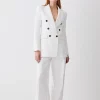 Discount 👏 Karen Millen Clean Tailored Double Breasted Blazer 🌟 -Karen Millen Outlet store bkk09697 ecru xl