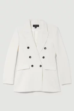 Discount 👏 Karen Millen Clean Tailored Double Breasted Blazer 🌟 -Karen Millen Outlet store bkk09697 ecru xl 3