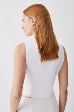 Wholesale ✨ Karen Millen Clean Tailored Waistcoat 🔥 -Karen Millen Outlet store bkk09698 cream xl 2
