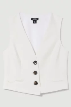 Wholesale ✨ Karen Millen Clean Tailored Waistcoat 🔥 -Karen Millen Outlet store bkk09698 cream xl 3