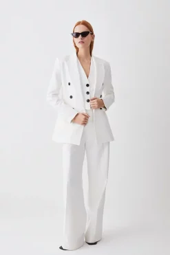 Coupon 🎉 Karen Millen Clean Tailored Darted Wide Leg Trouser 😍 -Karen Millen Outlet store bkk09699 ecru xl 4
