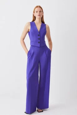Cheapest 🔔 Karen Millen Petite Clean Tailored Darted Wide Leg Trouser - purple ⌛