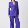 Best Sale 🎉 Karen Millen Petite Clean Tailored Double Breasted Blazer - purple ⌛ -Karen Millen Outlet store bkk09702 purple xl