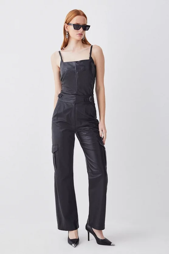 Cheap 💯 Karen Millen Leather Pocket Detail Cargo Trouser 😍 3 Cheap 💯 Karen Millen Leather Pocket Detail Cargo Trouser 😍