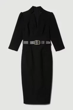 Outlet 🔥 Karen Millen Structured Crepe Belted Forever Midi 👗 Dress ✨ 13 Outlet 🔥 Karen Millen Structured Crepe Belted Forever Midi 👗 Dress ✨ -Karen Millen Outlet store bkk09792 black xl 3