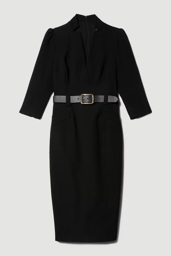 Outlet 🔥 Karen Millen Structured Crepe Belted Forever Midi 👗 Dress ✨ 6 Outlet 🔥 Karen Millen Structured Crepe Belted Forever Midi 👗 Dress ✨ - Image 4