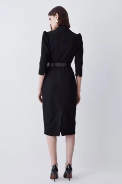 Flash Sale 🔔 Karen Millen Petite Structured Crepe Belted Forever Midi 👗 Dress 😍 -Karen Millen Outlet store bkk09793 black xl 2