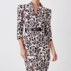 New 🔔 Karen Millen Petite Animal Printed Forever Midi Pencil 👗 Dress 🛒