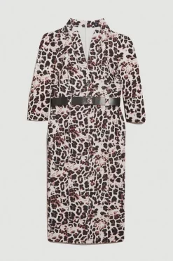 New 🔔 Karen Millen Petite Animal Printed Forever Midi Pencil 👗 Dress 🛒 -Karen Millen Outlet store bkk09832 animal xl 3
