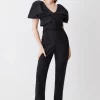 Buy 🌟 Karen Millen Italian Wool Blend Satin Couture Draped Jumpsuit ✨ -Karen Millen Outlet store bkk09834 black xl