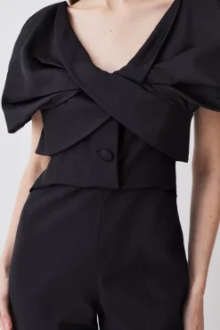 Buy 🌟 Karen Millen Italian Wool Blend Satin Couture Draped Jumpsuit ✨ -Karen Millen Outlet store bkk09834 black xl 4