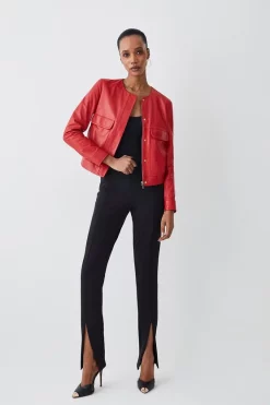 Discount π Karen Millen Leather Collarless Pocket Detail Jacket - red π₯° 13 Discount π Karen Millen Leather Collarless Pocket Detail Jacket - red π₯° -Karen Millen Outlet store bkk09853 red xl 4