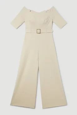 Brand new 👏 Karen Millen Structured Crepe Off Shoulder Wide Leg Jumpsuit 🛒 12 Brand new 👏 Karen Millen Structured Crepe Off Shoulder Wide Leg Jumpsuit 🛒 -Karen Millen Outlet store bkk09901 cream xl 3