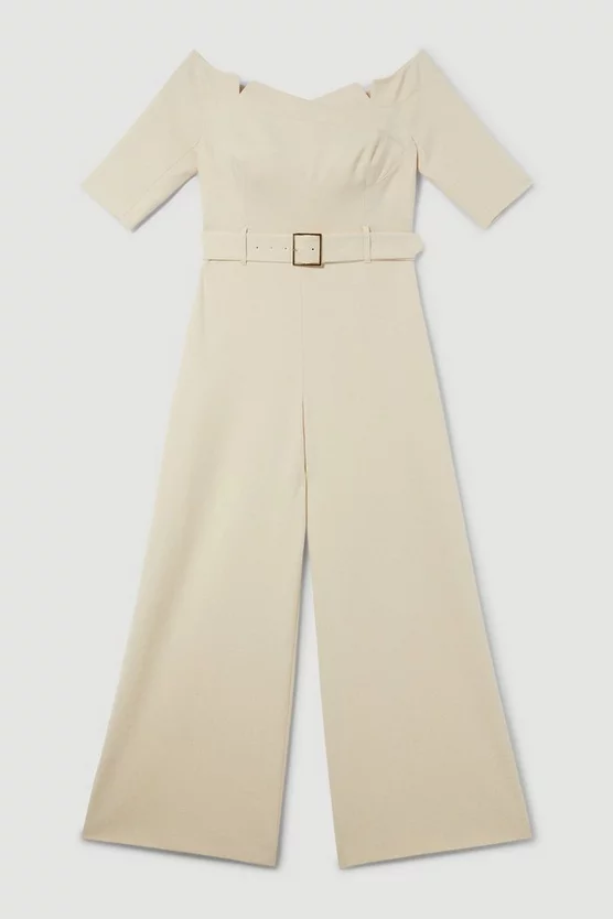 Brand new 👏 Karen Millen Structured Crepe Off Shoulder Wide Leg Jumpsuit 🛒 6 Brand new 👏 Karen Millen Structured Crepe Off Shoulder Wide Leg Jumpsuit 🛒 - Image 4