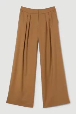 New 🛒 Karen Millen Premium Wool Flannel Pleat Detail Trouser - charcoal 🌟 -Karen Millen Outlet store bkk09905 camel xl 3