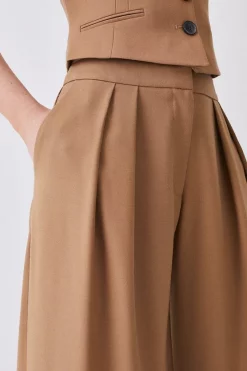 New 🛒 Karen Millen Premium Wool Flannel Pleat Detail Trouser - charcoal 🌟 -Karen Millen Outlet store bkk09905 camel xl 4