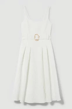 Flash Sale 🎉 Karen Millen Jacquard Belted Midi 👗 Dress - ivory 💯 -Karen Millen Outlet store bkk09929 ivory xl 3