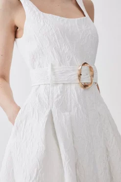 Flash Sale 🎉 Karen Millen Jacquard Belted Midi 👗 Dress - ivory 💯 -Karen Millen Outlet store bkk09929 ivory xl 4