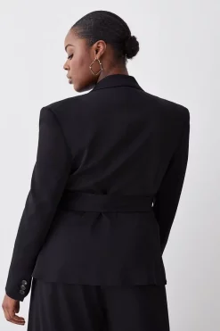 Top 10 🎉 Karen Millen Plus Size Drape Detail Soft Detail Blazer - black 🔥 -Karen Millen Outlet store bkk09930 black xl 2