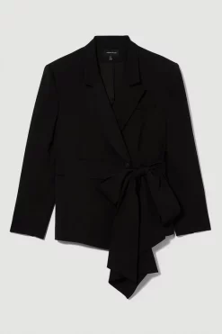 Top 10 🎉 Karen Millen Plus Size Drape Detail Soft Detail Blazer - black 🔥 -Karen Millen Outlet store bkk09930 black xl 3