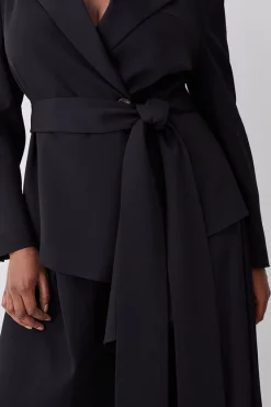 Top 10 🎉 Karen Millen Plus Size Drape Detail Soft Detail Blazer - black 🔥 -Karen Millen Outlet store bkk09930 black xl 4