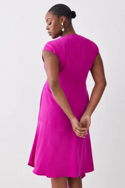 Budget 😀 Karen Millen Plus Size Soft Tailored Key Hole Cap Sleeve High Low 👗 Dress - purple 🔔 -Karen Millen Outlet store bkk10051 purple xl 2