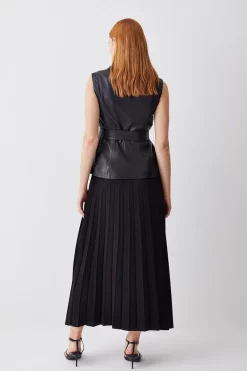 Best reviews of 😀 Karen Millen Leather Sleeveless Wrap Pleat 👗 Skirt Midi 👗 Dress - black 🥰 -Karen Millen Outlet store bkk10137 black xl 2