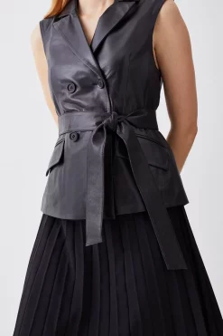 Best reviews of 😀 Karen Millen Leather Sleeveless Wrap Pleat 👗 Skirt Midi 👗 Dress - black 🥰 -Karen Millen Outlet store bkk10137 black xl 4