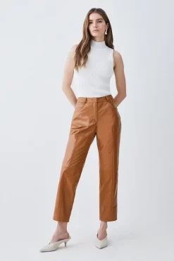 Cheap โญ Karen Millen Leather Slim Leg 5 Pocket Detail Trouser ๐
