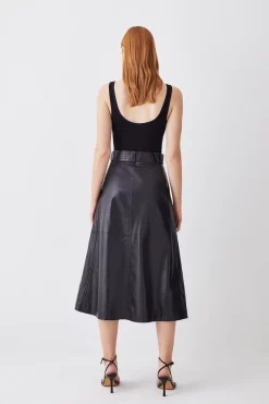 New ✔️ Karen Millen Belted Pleat Detail Leather Midi 👗 Skirt - black 🥰 10 New ✔️ Karen Millen Belted Pleat Detail Leather Midi 👗 Skirt - black 🥰 -Karen Millen Outlet store bkk10142 black xl 2