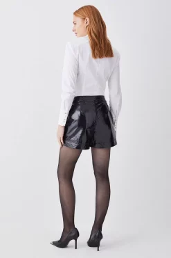 Budget 👍 Karen Millen Patent Leather Low Rise Shorts - black 💯 -Karen Millen Outlet store bkk10143 black xl 2