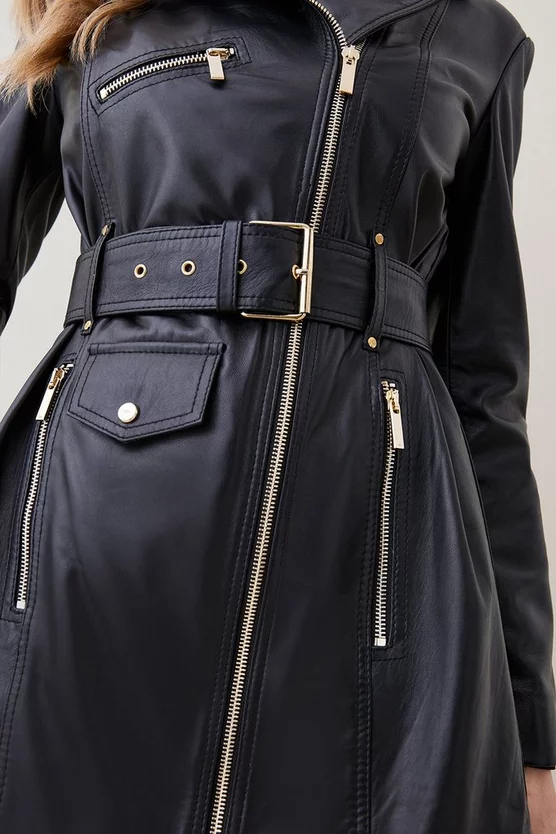 Cheapest ๐ Karen Millen Petite Leather Zip Through Biker Trench ๐งฅ Coat - black ๐คฉ 5 Cheapest ๐ Karen Millen Petite Leather Zip Through Biker Trench ๐งฅ Coat - black ๐คฉ - Image 3