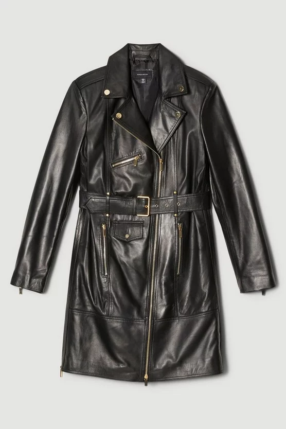 Cheapest ๐ Karen Millen Petite Leather Zip Through Biker Trench ๐งฅ Coat - black ๐คฉ 6 Cheapest ๐ Karen Millen Petite Leather Zip Through Biker Trench ๐งฅ Coat - black ๐คฉ - Image 4