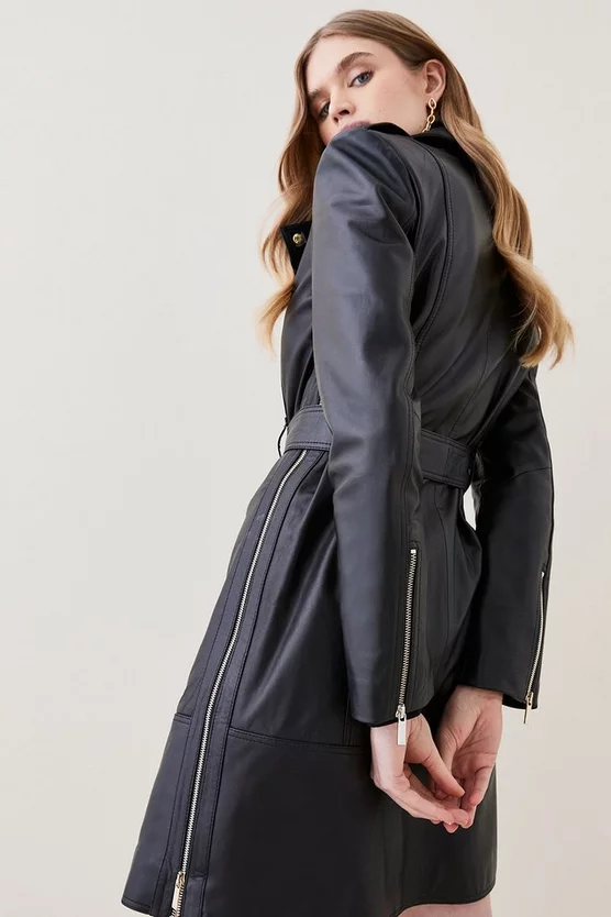 Cheapest ๐ Karen Millen Petite Leather Zip Through Biker Trench ๐งฅ Coat - black ๐คฉ 7 Cheapest ๐ Karen Millen Petite Leather Zip Through Biker Trench ๐งฅ Coat - black ๐คฉ - Image 5