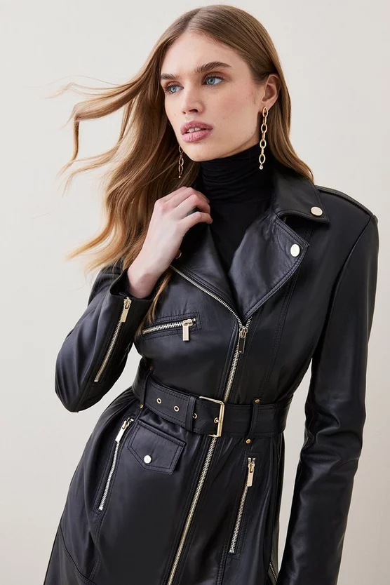 Cheapest ๐ Karen Millen Petite Leather Zip Through Biker Trench ๐งฅ Coat - black ๐คฉ 8 Cheapest ๐ Karen Millen Petite Leather Zip Through Biker Trench ๐งฅ Coat - black ๐คฉ - Image 6
