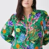 Buy 😉 Karen Millen Plus Size Spring Floral Woven 👚 Shirt - ☀️ summer green 🛒