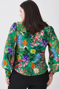 Buy 😉 Karen Millen Plus Size Spring Floral Woven 👚 Shirt - ☀️ summer green 🛒 -Karen Millen Outlet store bkk10160 summer20green xl 2