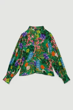 Buy 😉 Karen Millen Plus Size Spring Floral Woven 👚 Shirt - ☀️ summer green 🛒 -Karen Millen Outlet store bkk10160 summer20green xl 3