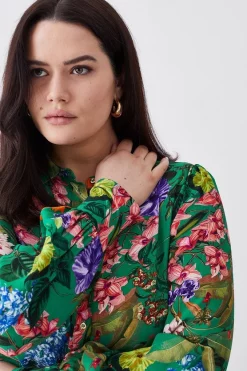 Buy 😉 Karen Millen Plus Size Spring Floral Woven 👚 Shirt - ☀️ summer green 🛒 -Karen Millen Outlet store bkk10160 summer20green xl 4