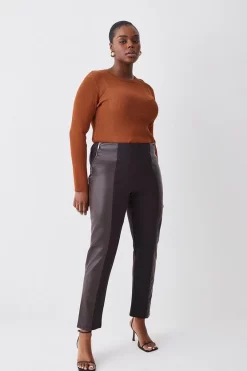 Flash Sale 🔔 Karen Millen Plus Size Ponte & Pu Jodhpur Leggings - chocolate 🥰
