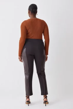 Flash Sale 🔔 Karen Millen Plus Size Ponte & Pu Jodhpur Leggings - chocolate 🥰 -Karen Millen Outlet store bkk10208 chocolate xl 2
