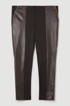Flash Sale 🔔 Karen Millen Plus Size Ponte & Pu Jodhpur Leggings - chocolate 🥰 -Karen Millen Outlet store bkk10208 chocolate xl 3