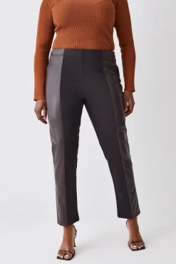 Flash Sale 🔔 Karen Millen Plus Size Ponte & Pu Jodhpur Leggings - chocolate 🥰 -Karen Millen Outlet store bkk10208 chocolate xl 4