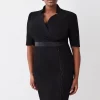 Best Sale 🔥 Karen Millen Plus Size Compact Stretch Lace Up Forever Midi 👗 Dress - black 🛒 -Karen Millen Outlet store bkk10310 black xl