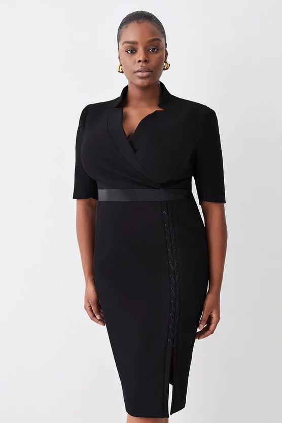 Best Sale 🔥 Karen Millen Plus Size Compact Stretch Lace Up Forever Midi 👗 Dress - black 🛒 2 Best Sale 🔥 Karen Millen Plus Size Compact Stretch Lace Up Forever Midi 👗 Dress - black 🛒