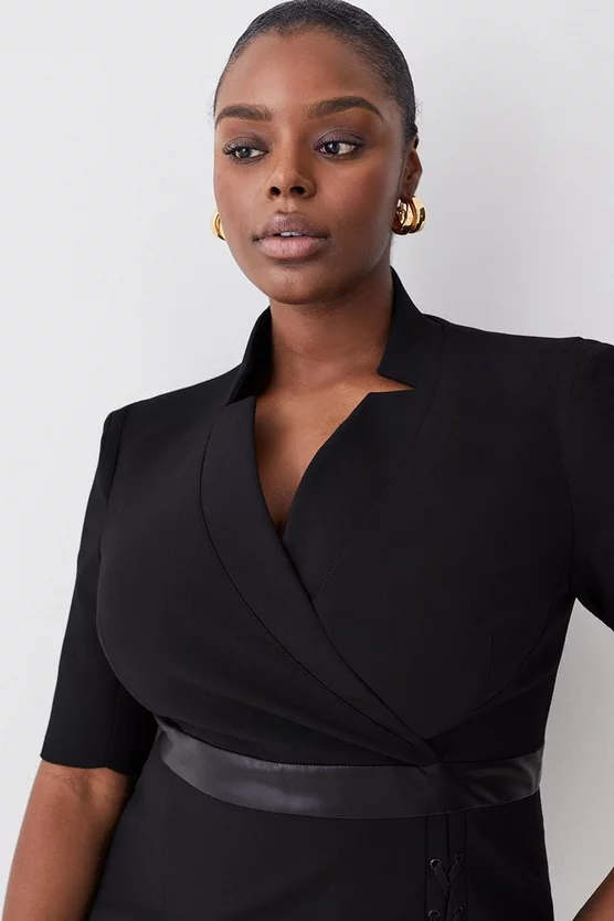 Best Sale 🔥 Karen Millen Plus Size Compact Stretch Lace Up Forever Midi 👗 Dress - black 🛒 3 Best Sale 🔥 Karen Millen Plus Size Compact Stretch Lace Up Forever Midi 👗 Dress - black 🛒 - Image 2