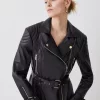 Top 10 ⌛ Karen Millen Leather Contrast Textured Panels Biker Jacket - black 😉