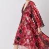 Promo 🎁 Karen Millen Embroidery Placed Floral Kimono Woven Midi 👗 Dress - red 🛒