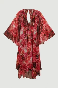 Promo 🎁 Karen Millen Embroidery Placed Floral Kimono Woven Midi 👗 Dress - red 🛒 -Karen Millen Outlet store bkk10567 red xl 3