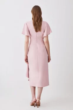 Cheap 🥰 Karen Millen Soft Tailored Angel Sleeve Drape Midi 👗 Dress 💯 -Karen Millen Outlet store bkk10778 blush xl 2